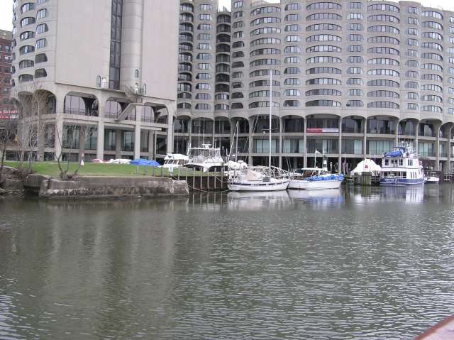 Boats docked from the lunch crowd