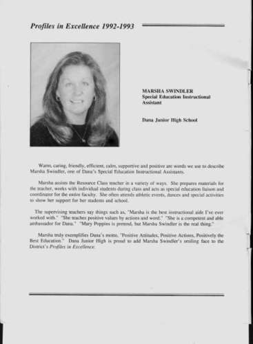 Instructional Assistant Award 
Profiles in Excellence
1992-1993