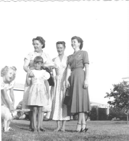 Mary (O'Camb) Price, Kathryn Price, Janet Price, Dorothy Price, & Edwina (Bernadette's daughter) Kelloway in Alhambra CA