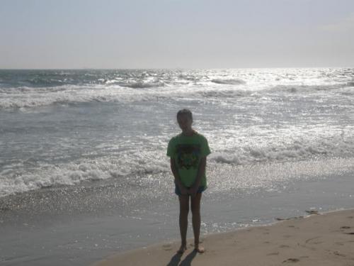 Maddie on the west coast in the cold Pacific Ocean