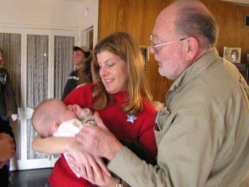 Great Grandpa gets a look at Jack for the first time.