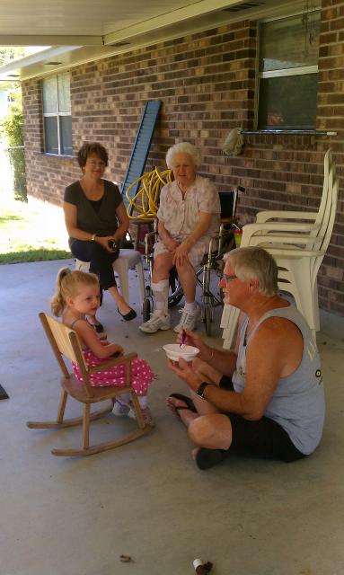 Tootie, Nonnie, BaPaw and E enjoying the cool weather